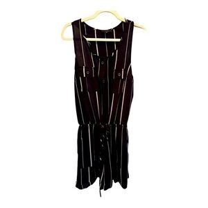 IRIS Sleeveless Black & White Striped Romper - Size Large
